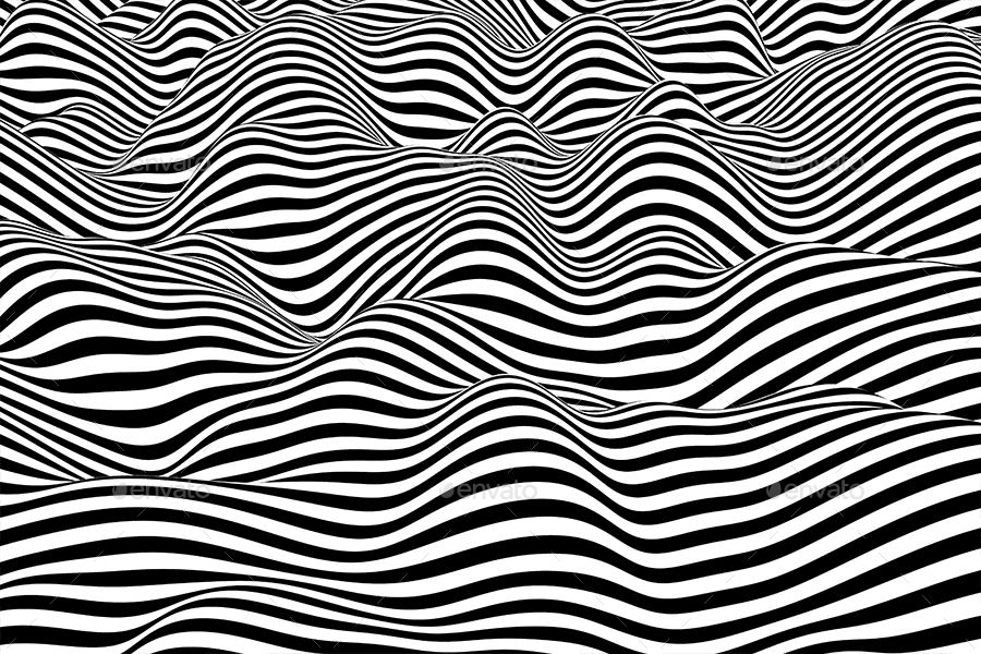 Optical Waves In Black And White Stripes Background Set By Themefire