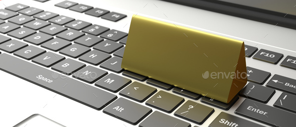 Table tent, reserved card sign empty blank on a laptop. 3d illustration - Stock Photo - Images