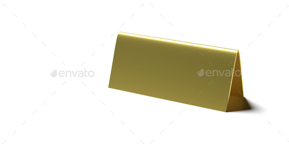 Table tent, reserved card sign empty blank isolated against white background. 3d illustration - Stock Photo - Images