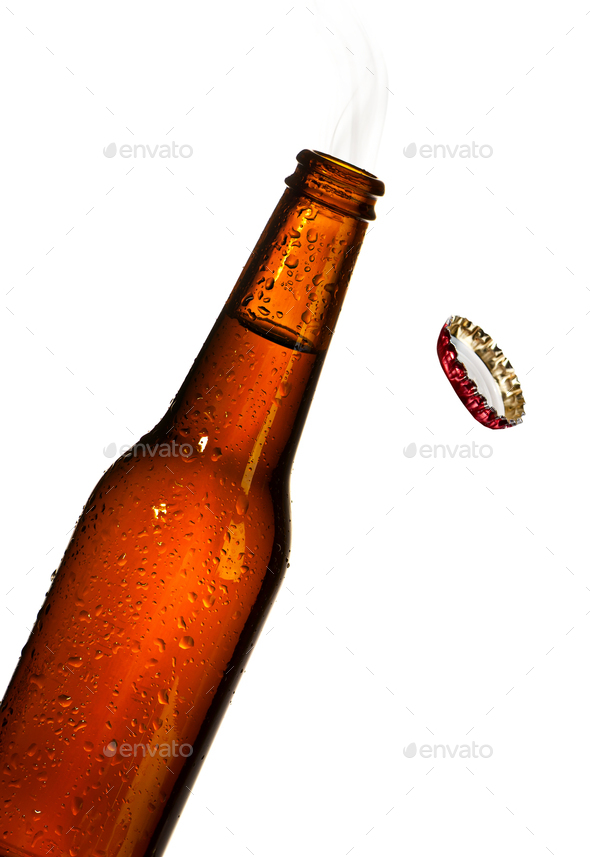 Bottle of cold water with drops isolated on white background Stock