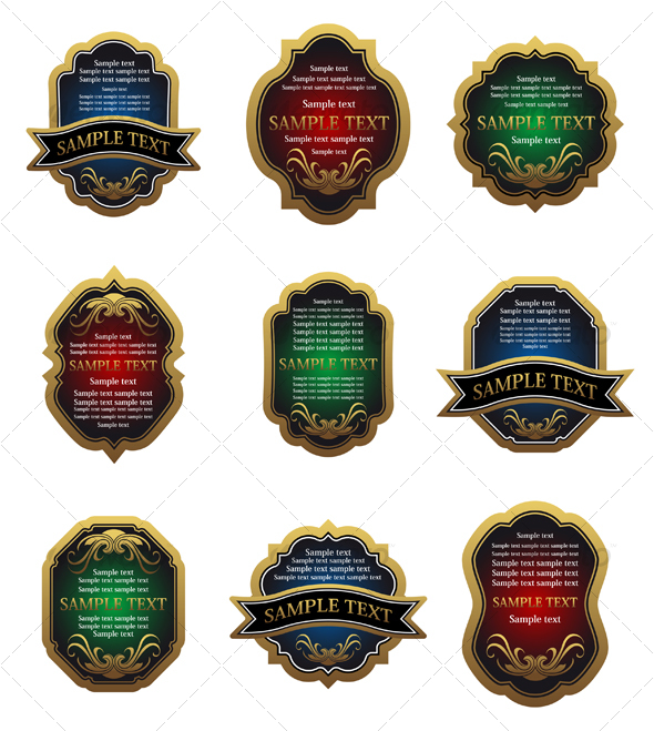 Set of golden vintage labels - Decorative Vectors