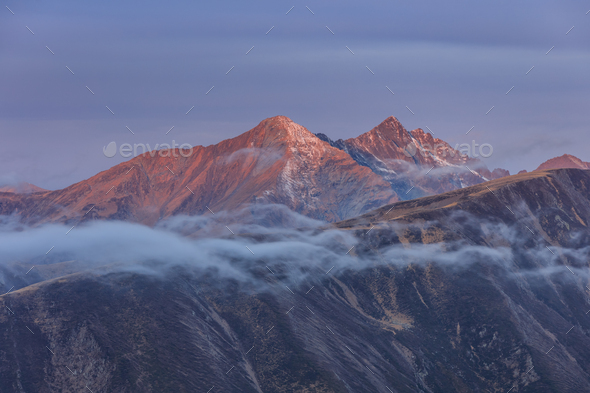 sunrise in Fagaras Mountains, Romania - Stock Photo - Images