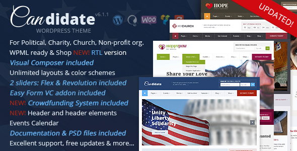 Candidate - Political/Nonprofit/Church WordPress Theme