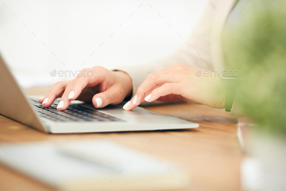 Businesswoman Using Laptop Close Up - Stock Photo - Images