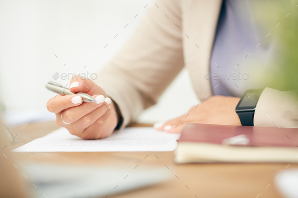 Unrecognizable Businesswoman Writing - Stock Photo - Images
