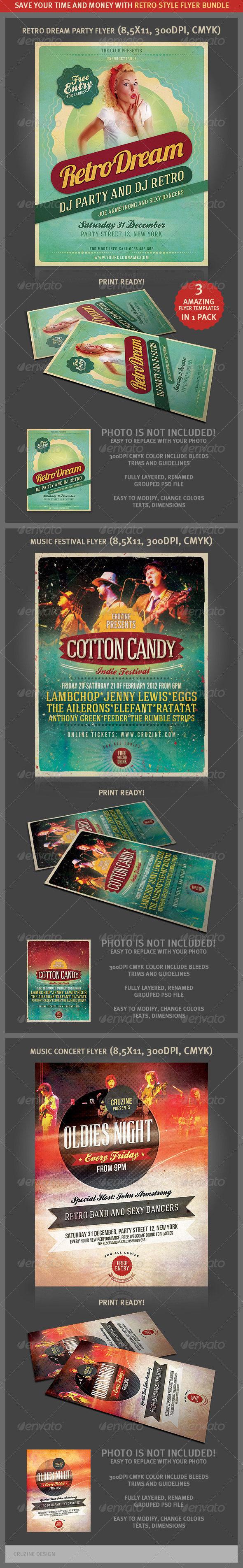 Retro Style Flyer Bundle 2 - Events Flyers