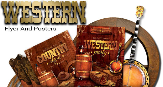 Western Country Music Party Flyer