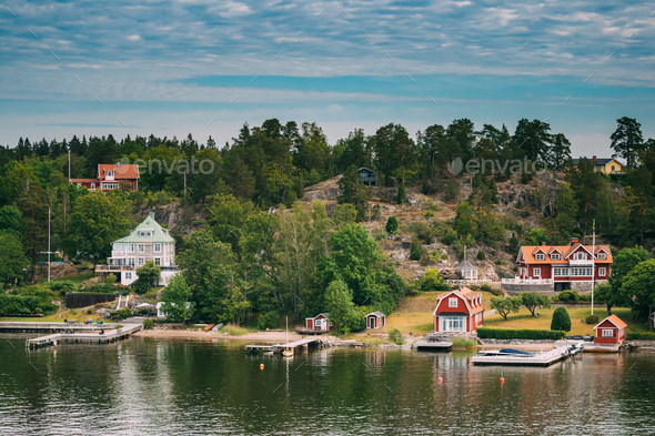 Sweden Swedish Wooden Log Cabins Houses Stock Photo By Grigory Bruev