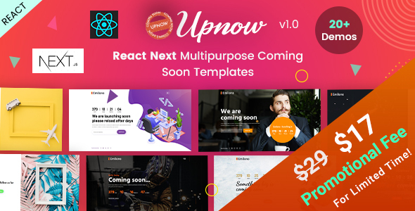 Upnow - React Next Under Construction & Countdown Template