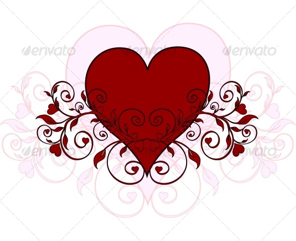 red heart with ornament