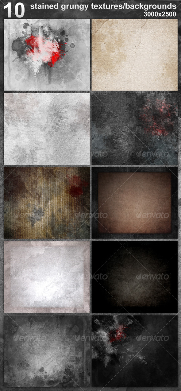 10 Stained Grungy Textures / Backgrounds - Backgrounds Graphics