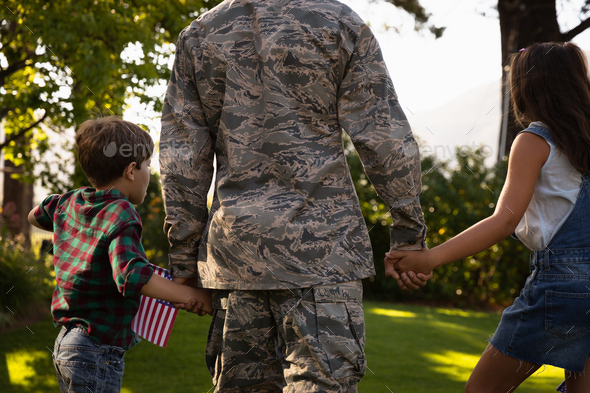 Soldier with kids - Stock Photo - Images