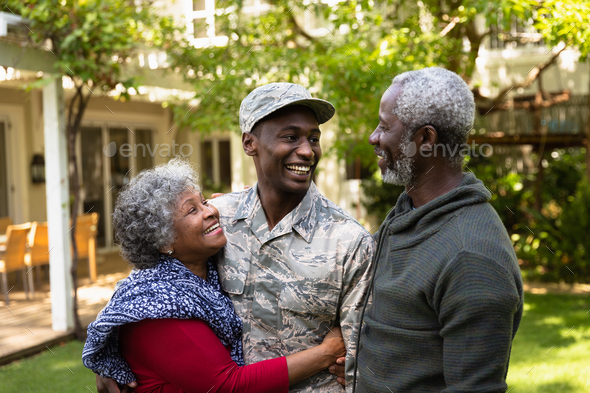 Soldier with parents - Stock Photo - Images