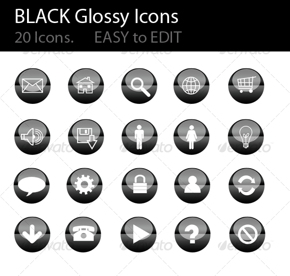 Black Glossy Icons