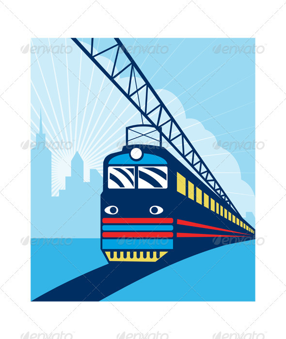 Electric Passenger Train Railroad Retro