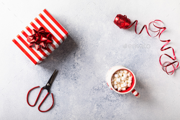 Preparing for Christmas. Wrapping Gift Box - Stock Photo - Images