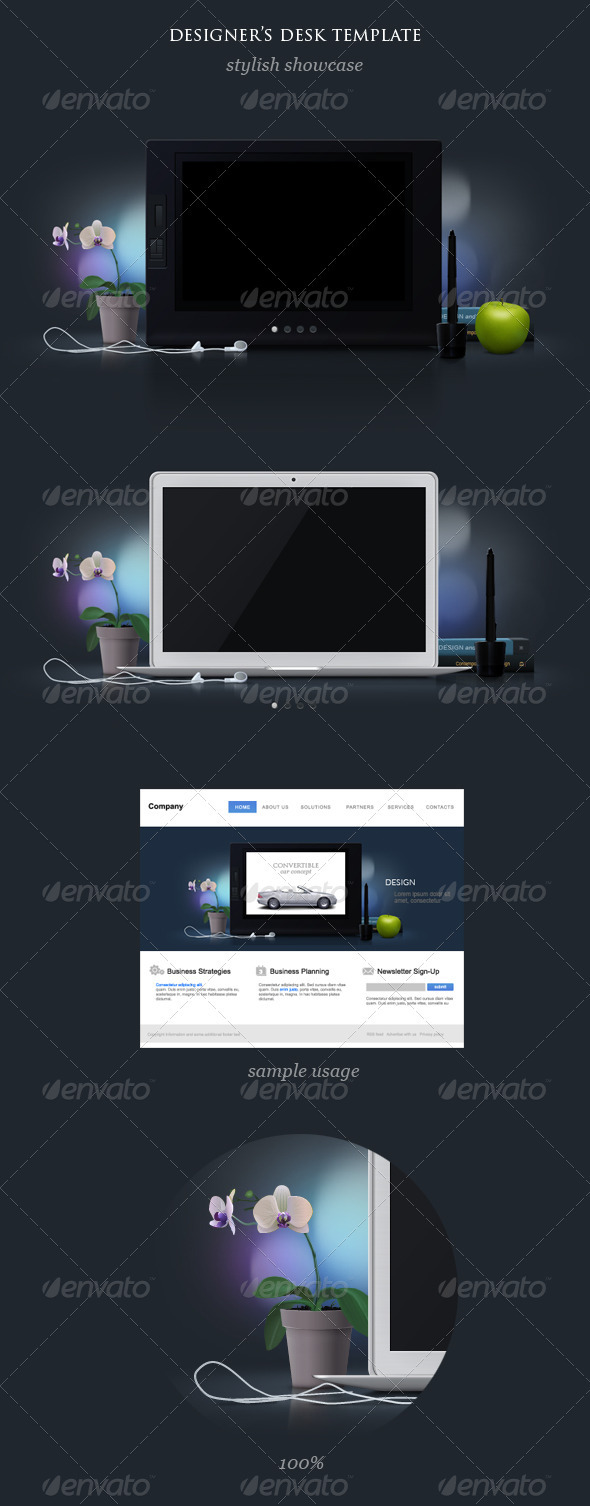 LCD Graphics Tablet and Laptop Mock Up - Multiple Displays