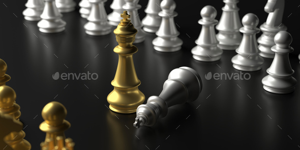 Black chess king background 3d illustration. Stock Photo by