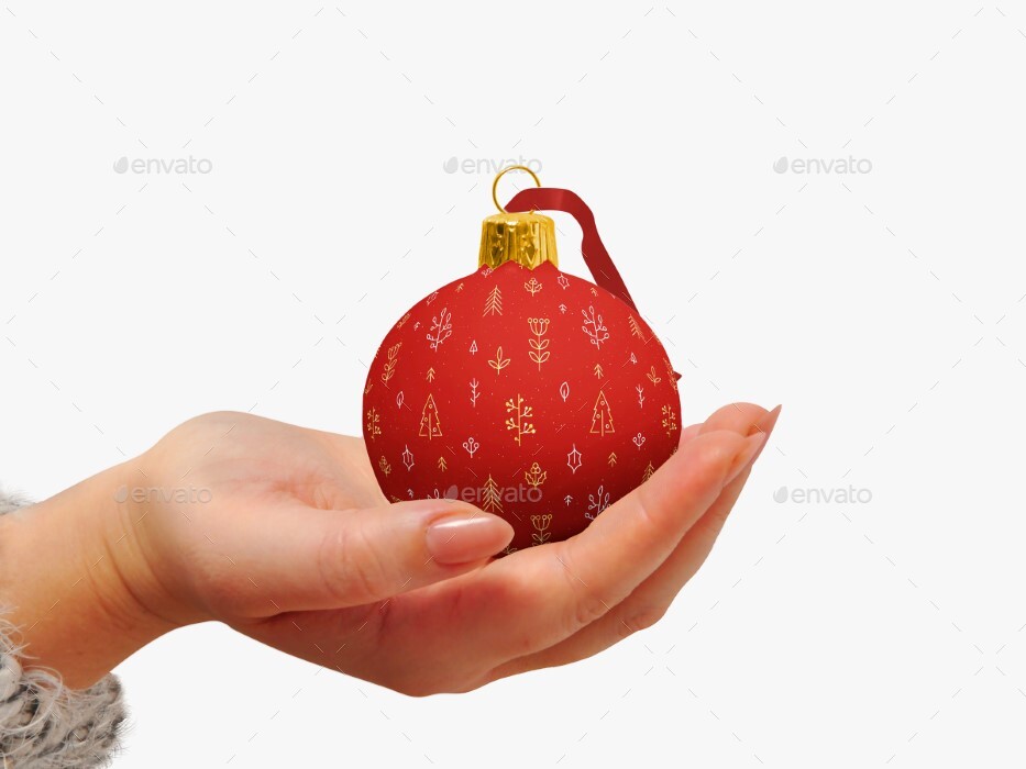 Christmas Bauble with Hands Mock-up, Graphics | GraphicRiver