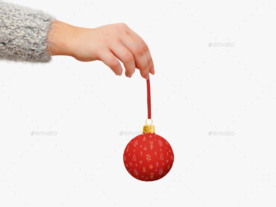 Christmas Bauble with Hands Mock-up, Graphics | GraphicRiver