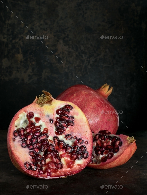 Pomegranate Fruits on a Dark Background
