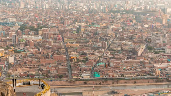 Aerial View of Lima Skyline Timelapse From San Cristobal Hill alt