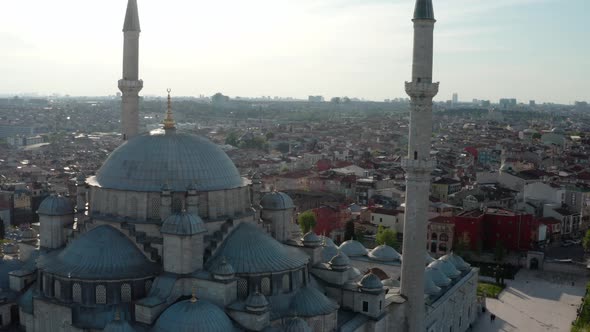 Istanbul City And Fatih Mosque Quarantine Aerial View 3