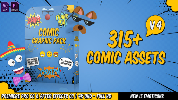 Comic Titles - Speech Bubbles - Emoji - Stickers - Flash FX Graphic Pack
