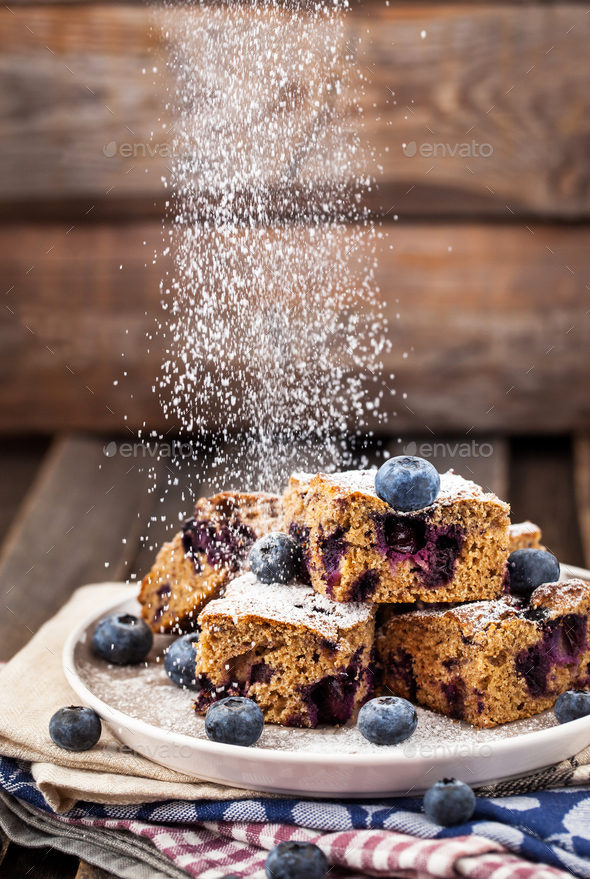 Blueberry buckwheat coffee cake Stock Photo by KateSmirnova PhotoDune