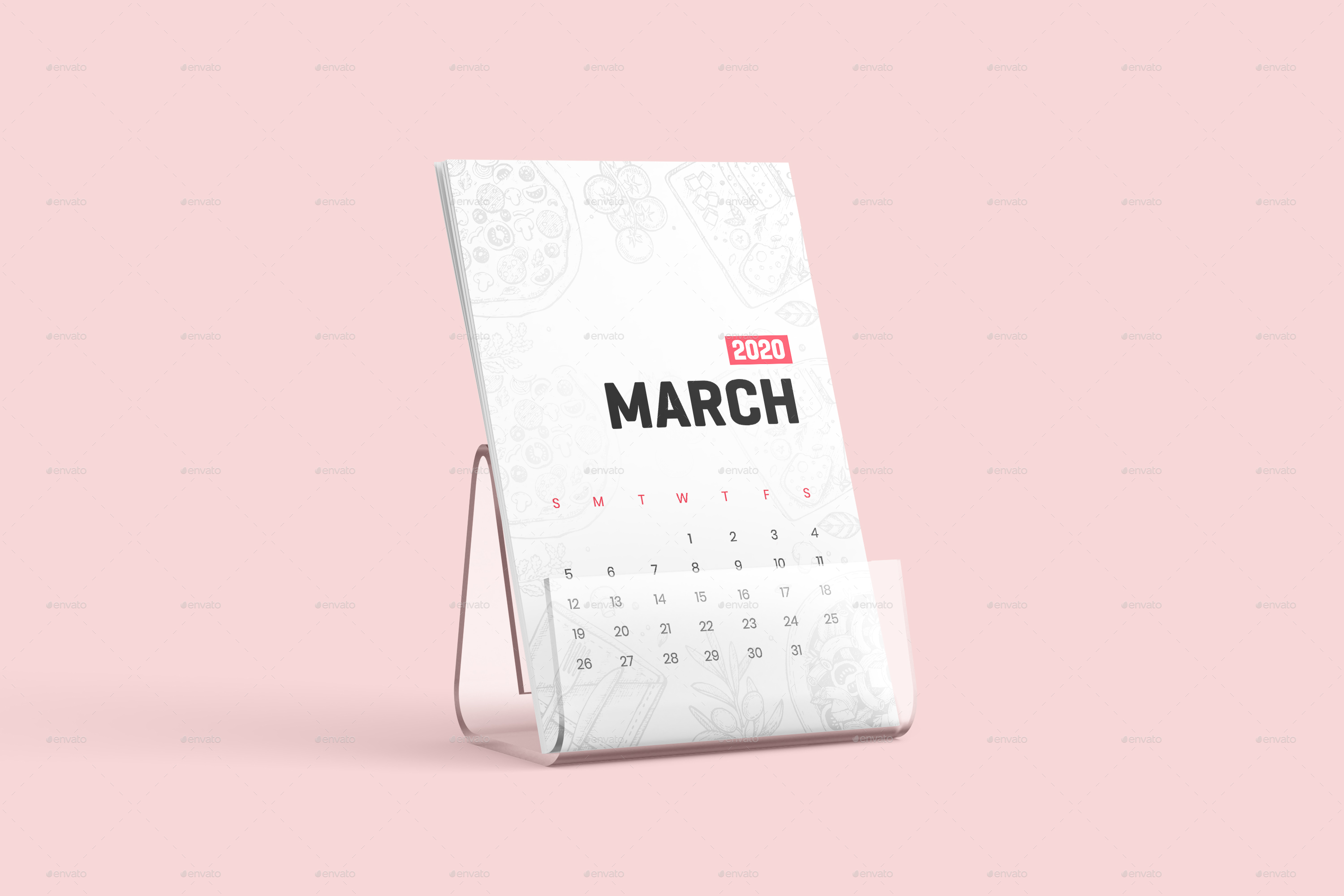 Desk Calendar With Plastic Stand Mockup By Mockup Guy Graphicriver