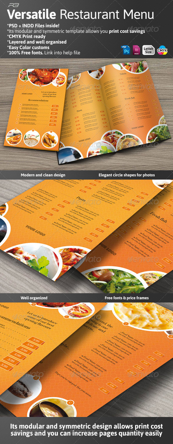 Versatile Restaurant Menu - Food Menus Print Templates