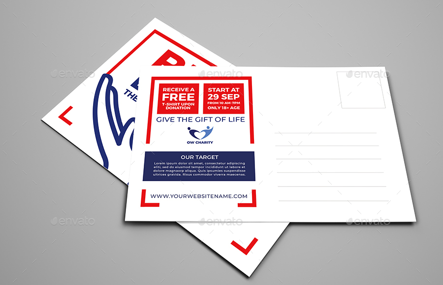 Blood Donation Postcard Template, Print Templates | GraphicRiver