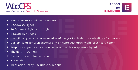 WooCommerce Products Showcase for Elementor WordPress Plugin