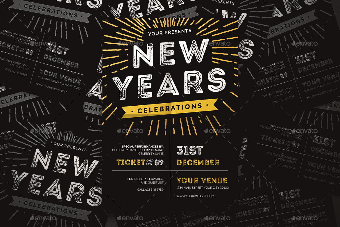 New Years Celebration Flyer, Print Templates | GraphicRiver