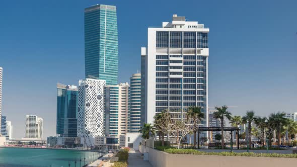 Panoramic Timelapse View of Business Bay and Downtown Area of Dubai alt