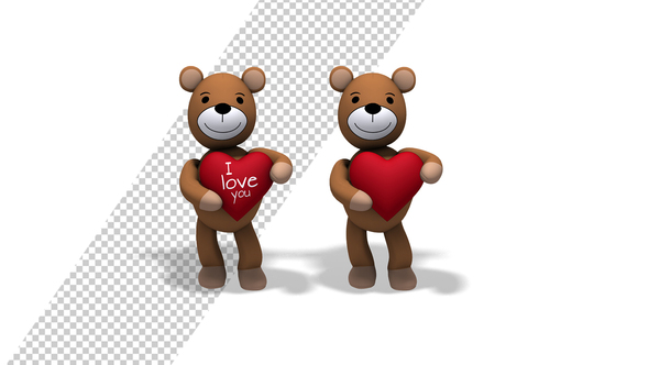 Teddy Bear Holding a Big Red Heart - Valentine's Day Concept (2-pack)