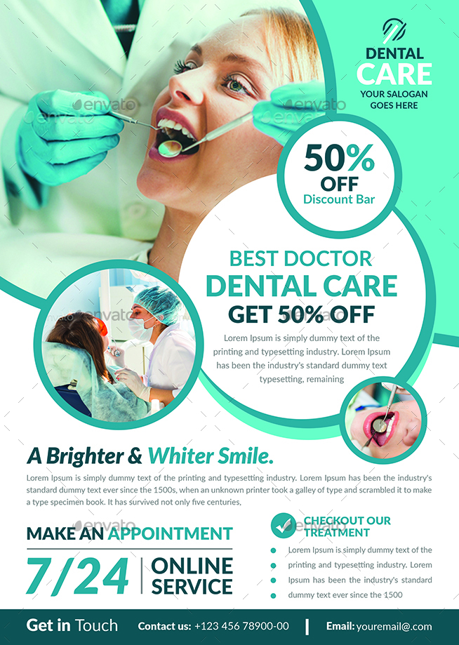 Dental Care Health Flyer, Print Templates GraphicRiver