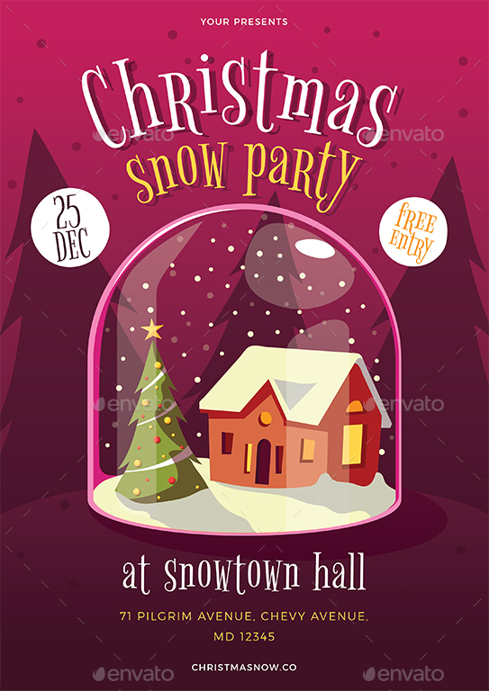 Christmas Snow Party Flyer By KMZVRLab