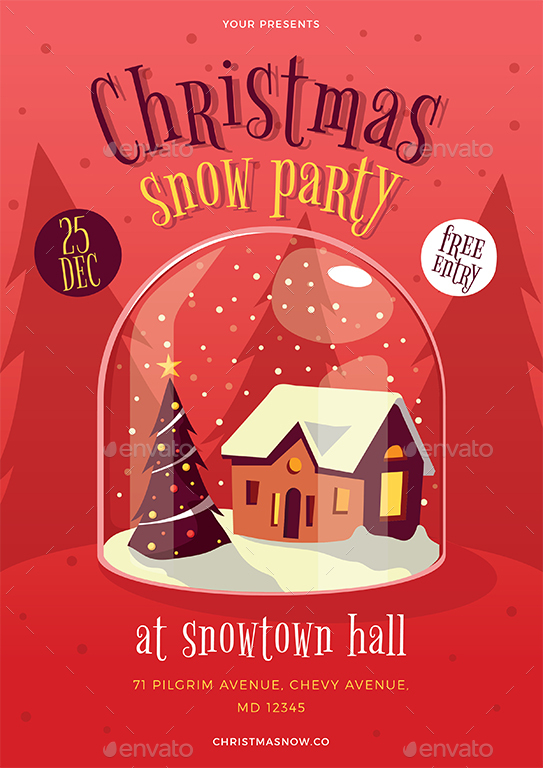 Christmas Snow Party Flyer By KMZVRLab