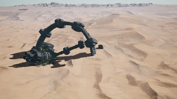 Old Rusted Alien Spaceship in Desert. Ufo alt