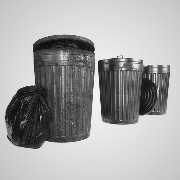 Metal Trash Can - 3Docean 25296907