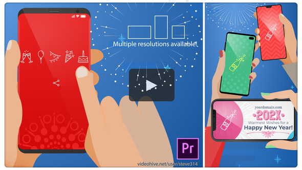 Happy New Year Mobile Phones Video Displays template preview