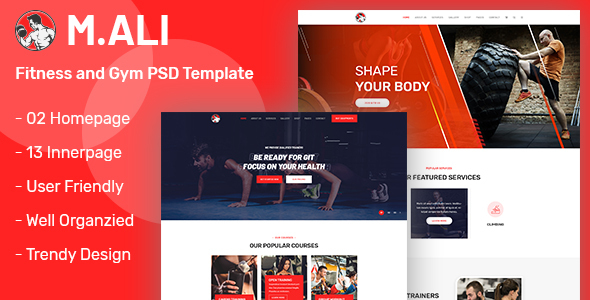 M.Ali - Fitness and Gym PSD Template