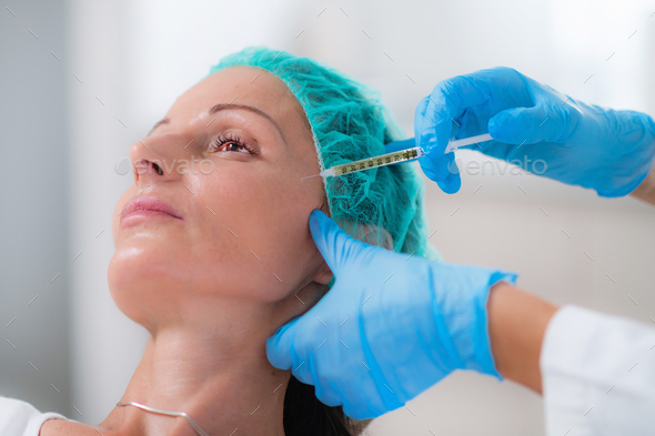 PRP Face Injection. Platelet Rich Plasma Treatment Stock Photo by microgen