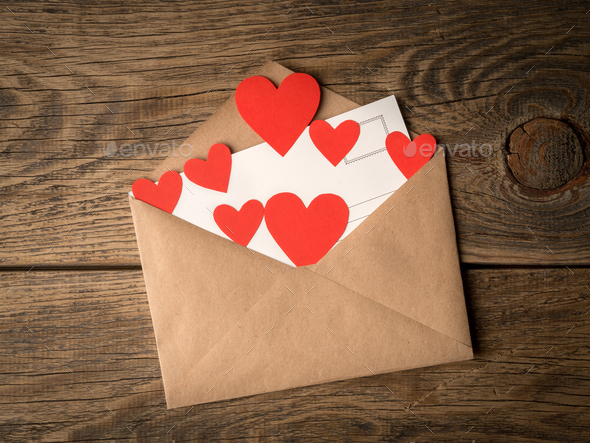 card and red hearts - Stock Photo - Images