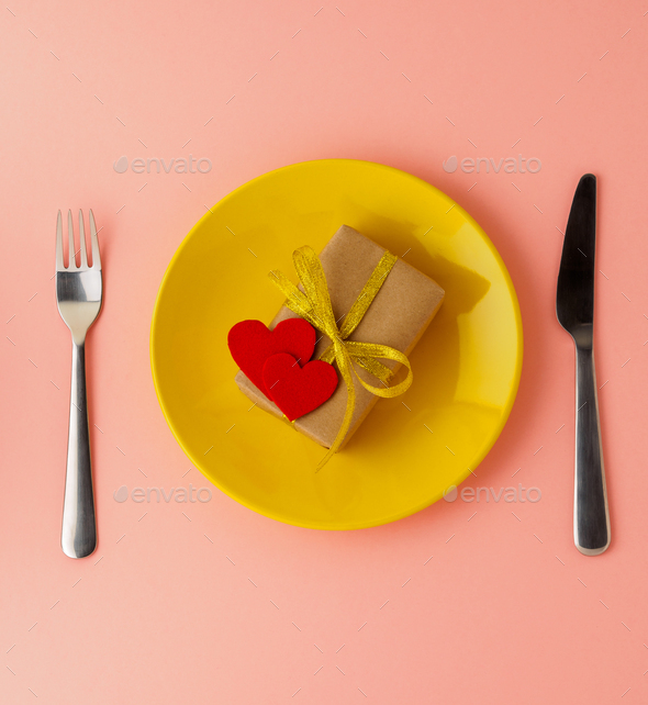 gift, pack of Kraft brown paper - Stock Photo - Images