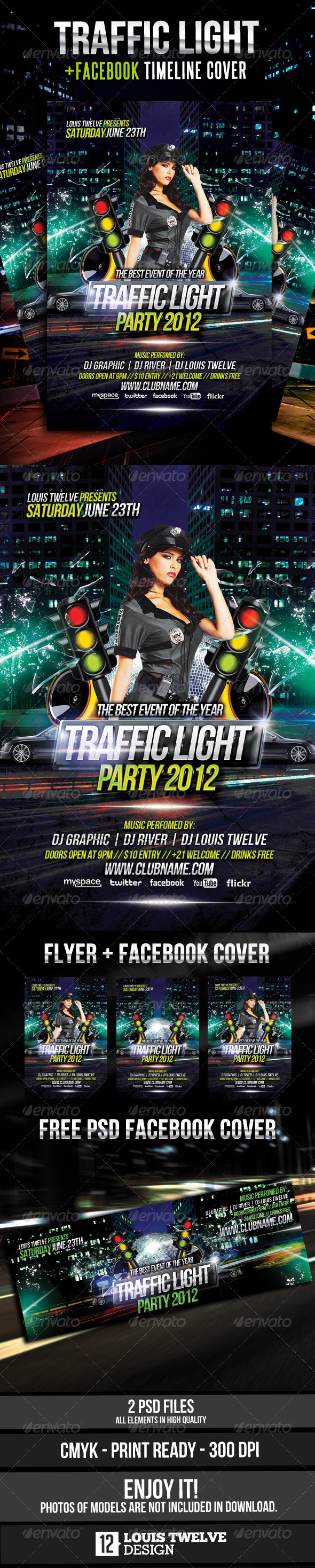 Traffic Light Party Flyer + Facebook Timeline