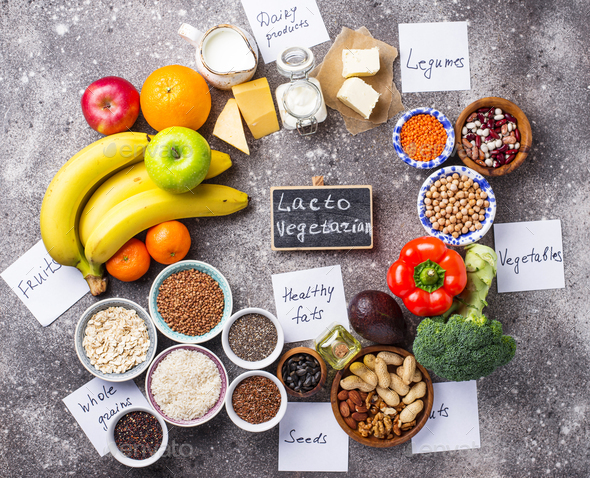 Lacto vegetarian diet concept. Healthy food - Stock Photo - Images