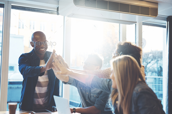 Group of celebrating business partners - Stock Photo - Images