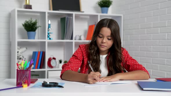 Concentrated Kid Study Writing in Modern School Education